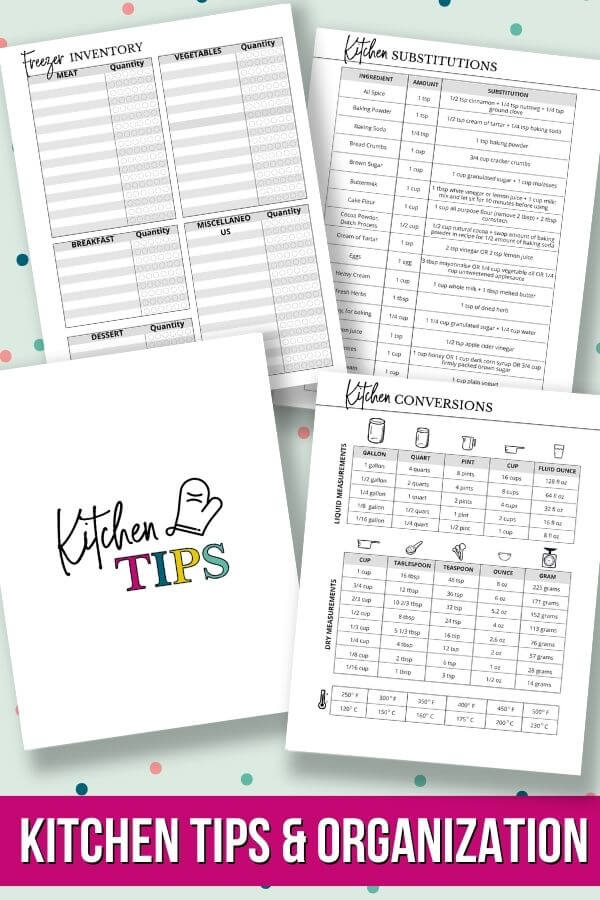 printable kitchen charts including kitchen substitutions, kitchen conversions, etc