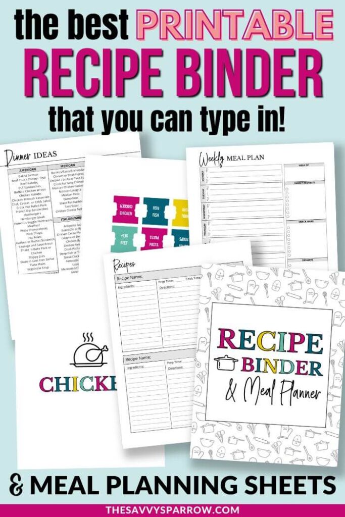 printable recipe binder templates