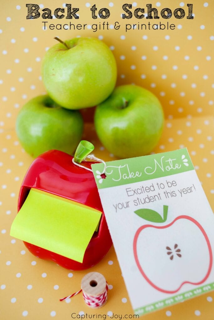 post it note teacher gift with printable gift tag