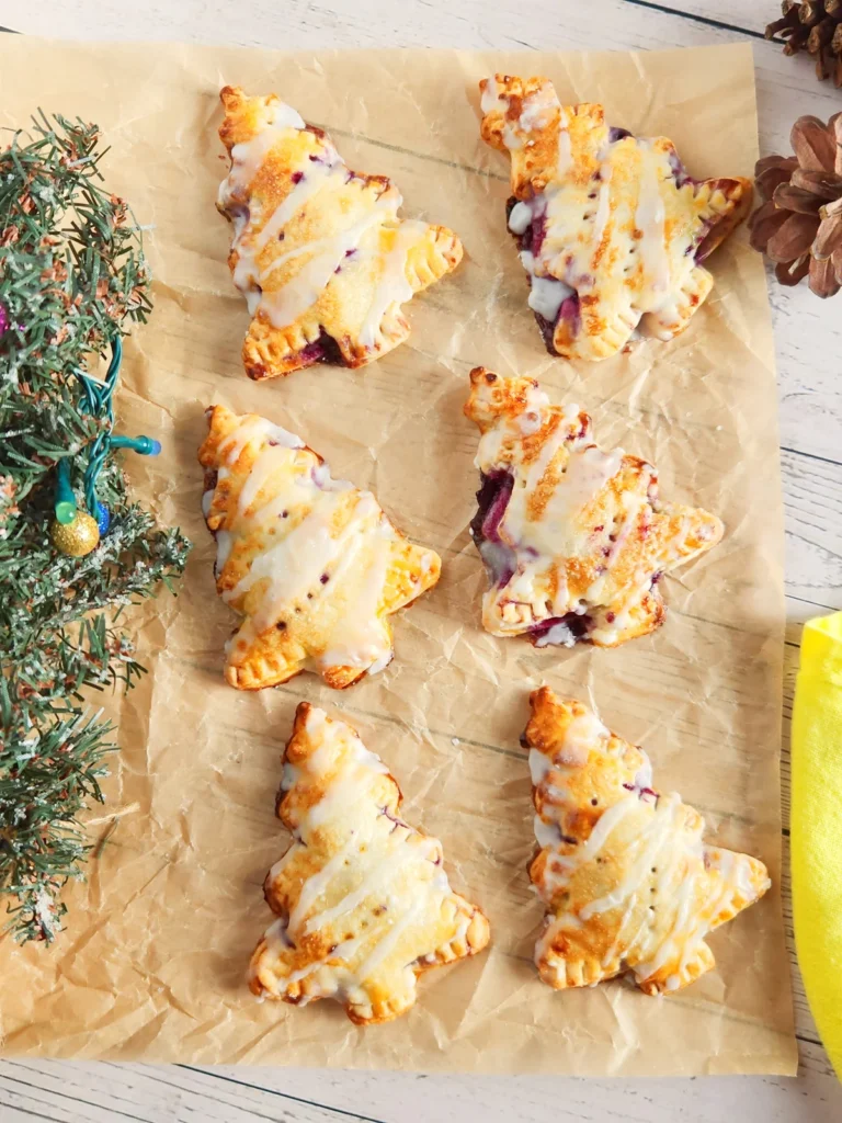 blueberry hand pies in the shape of christmas trees