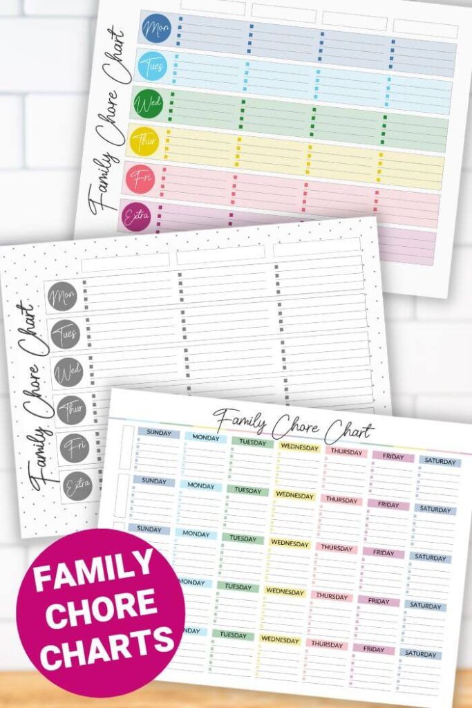 printable family chore charts