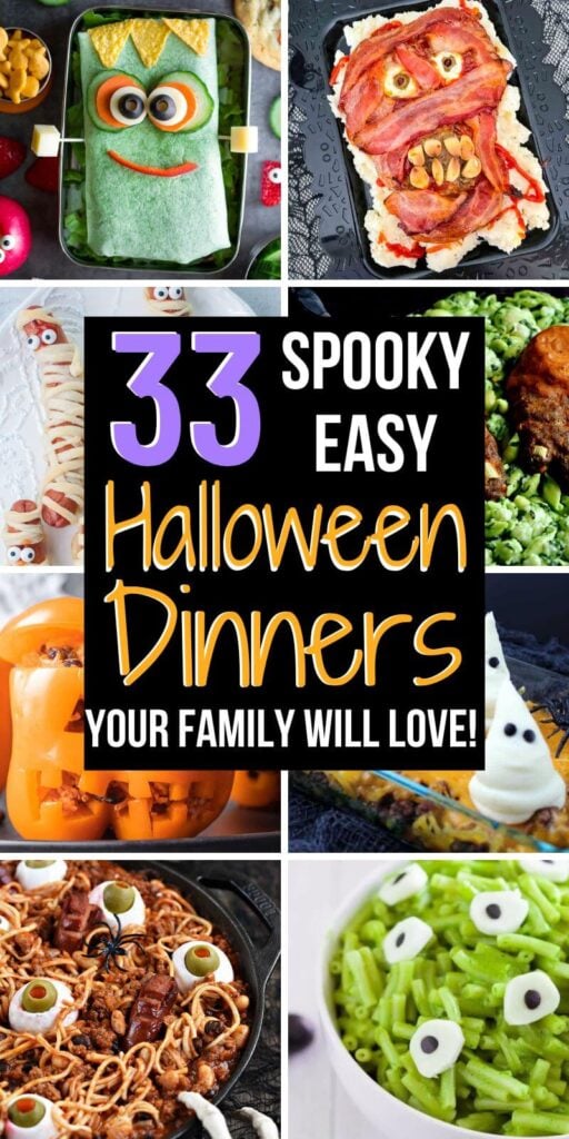 collage of halloween dinner ideas