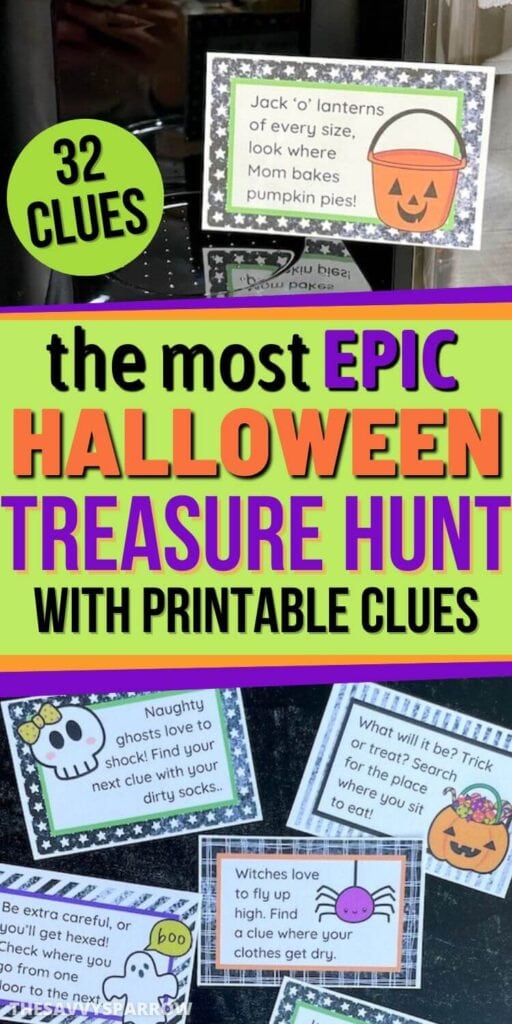 printable Halloween scavenger hunt clues