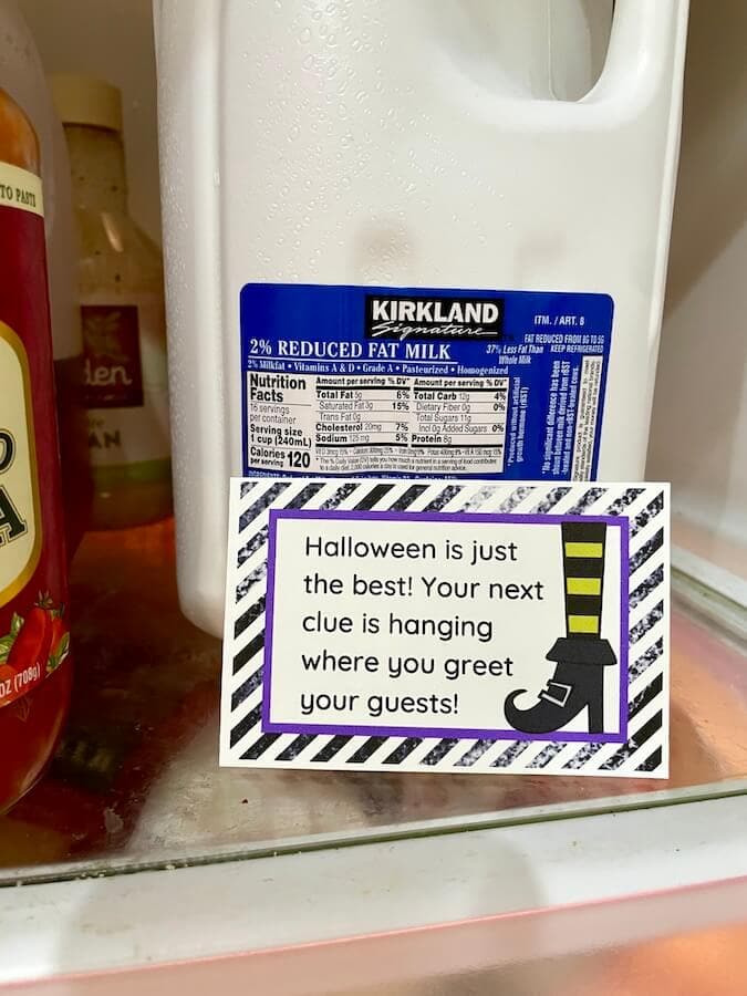 a treasure hunt rhyming clue in the refrigerator
