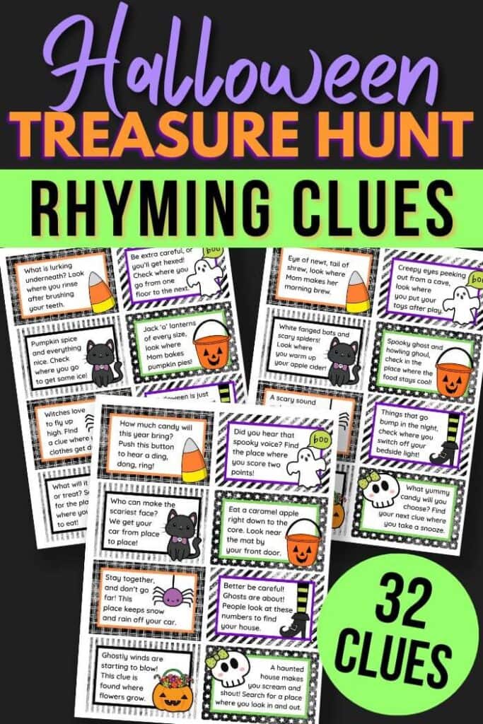 printable Halloween treasure hunt rhyming clues