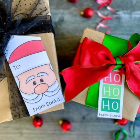 printable santa tags on christmas gifts