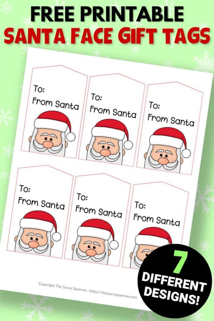 gift tags with santa's face