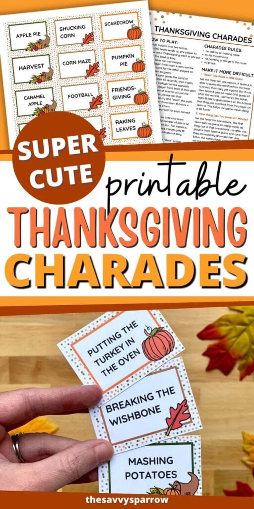 free printable Thanksgiving charades game