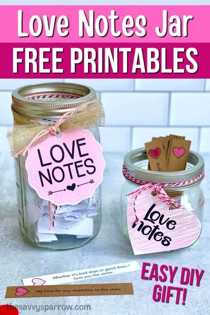 DIY jar of love notes made with free printables