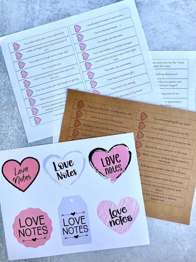 free printable love notes