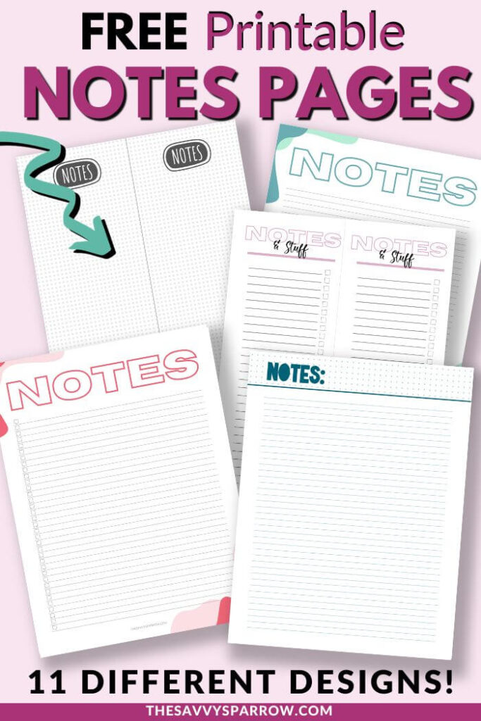 free printable notes pages
