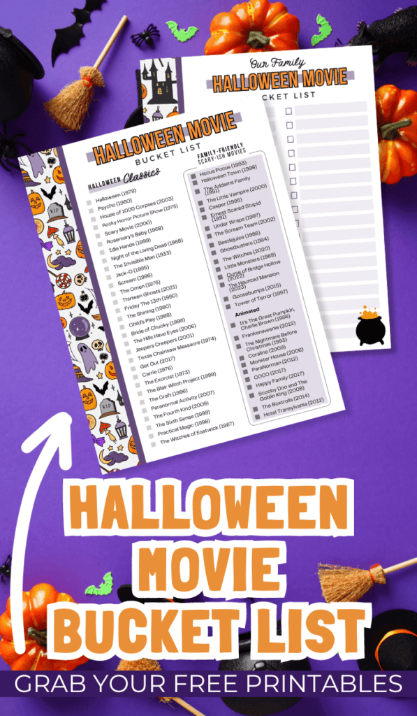 free printable Halloween movie bucket lists