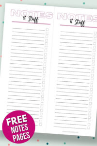 Free Printable Notes Pages for Your Planner - 11 Different Templates!