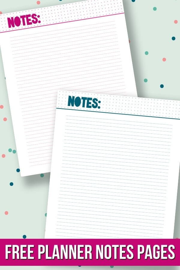 free planner notes pages