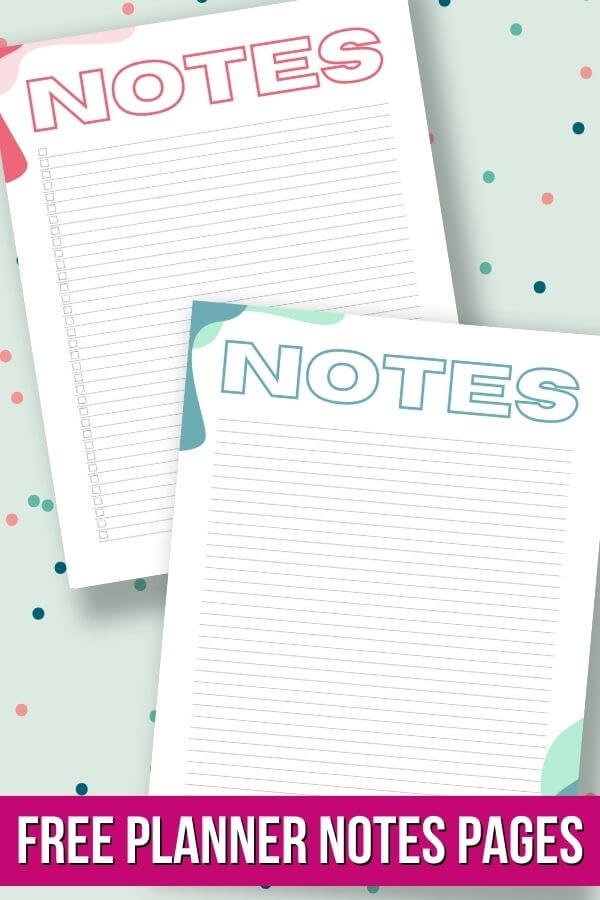 printable notes templates with blue and pink designs
