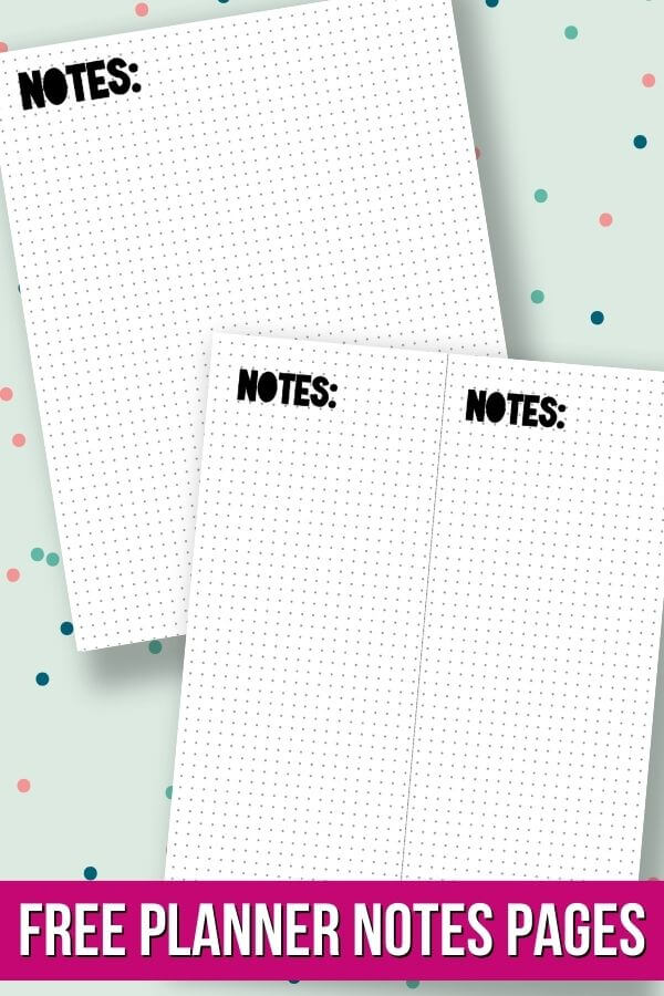 free planner notes pages