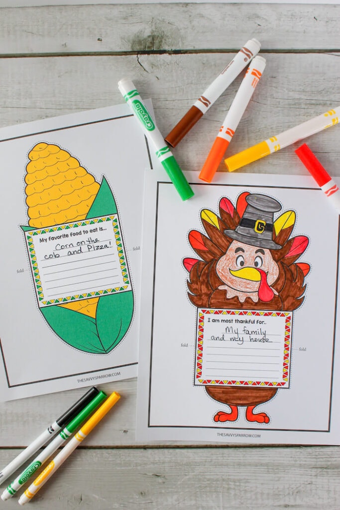 colored I am thankful for printable crafts