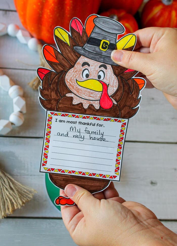 folded turkey Thanksgiving writing craft template