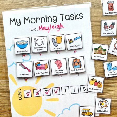 kids morning routine chart with picture routine cards that velcro on