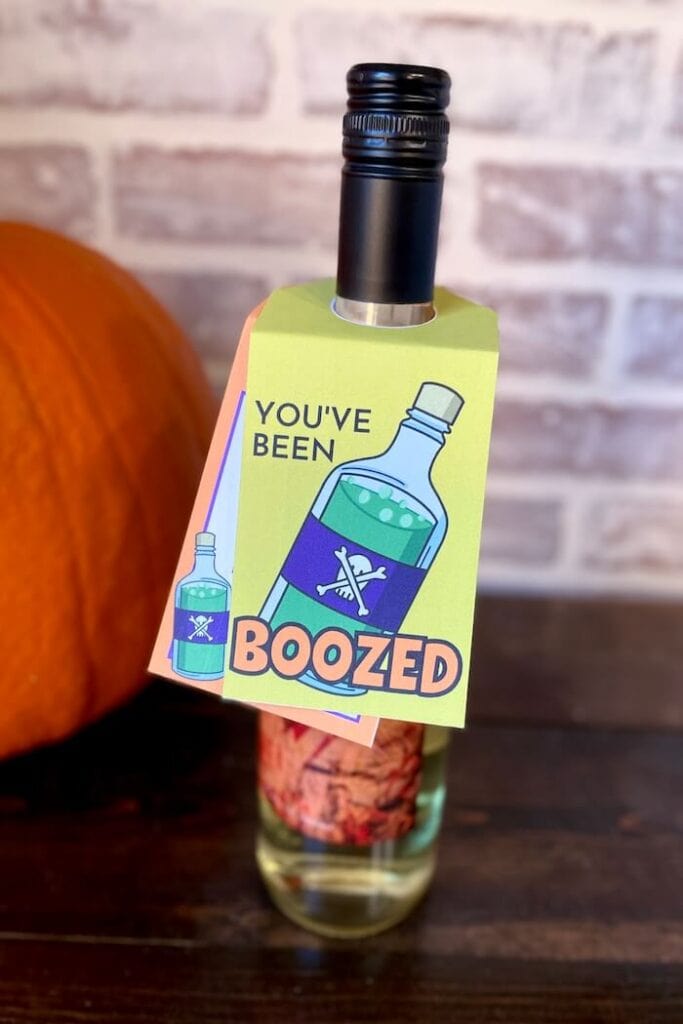 printable you've been boozed tag on a bottle of wine