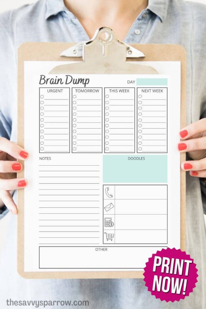 printable brain dump worksheet