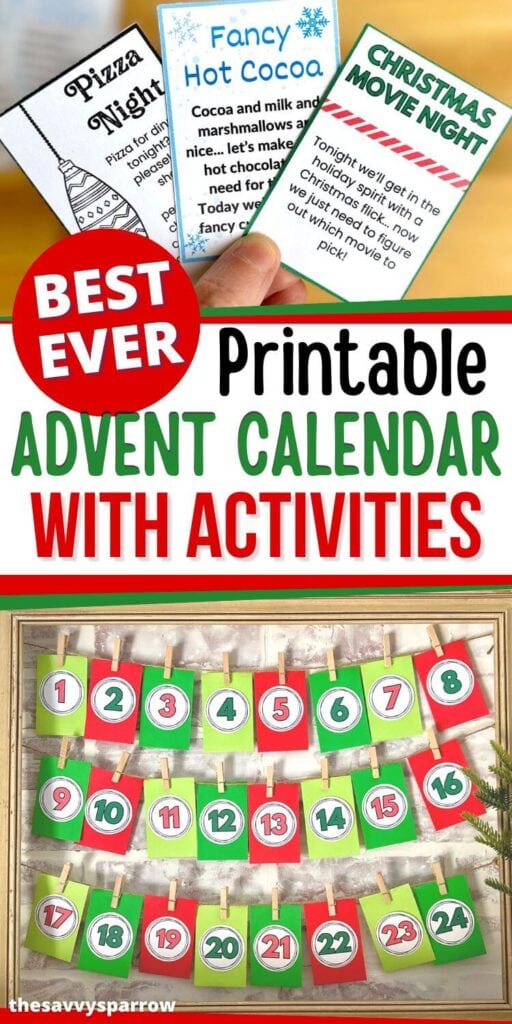 printable advent calendar kit with advent numbers and activities