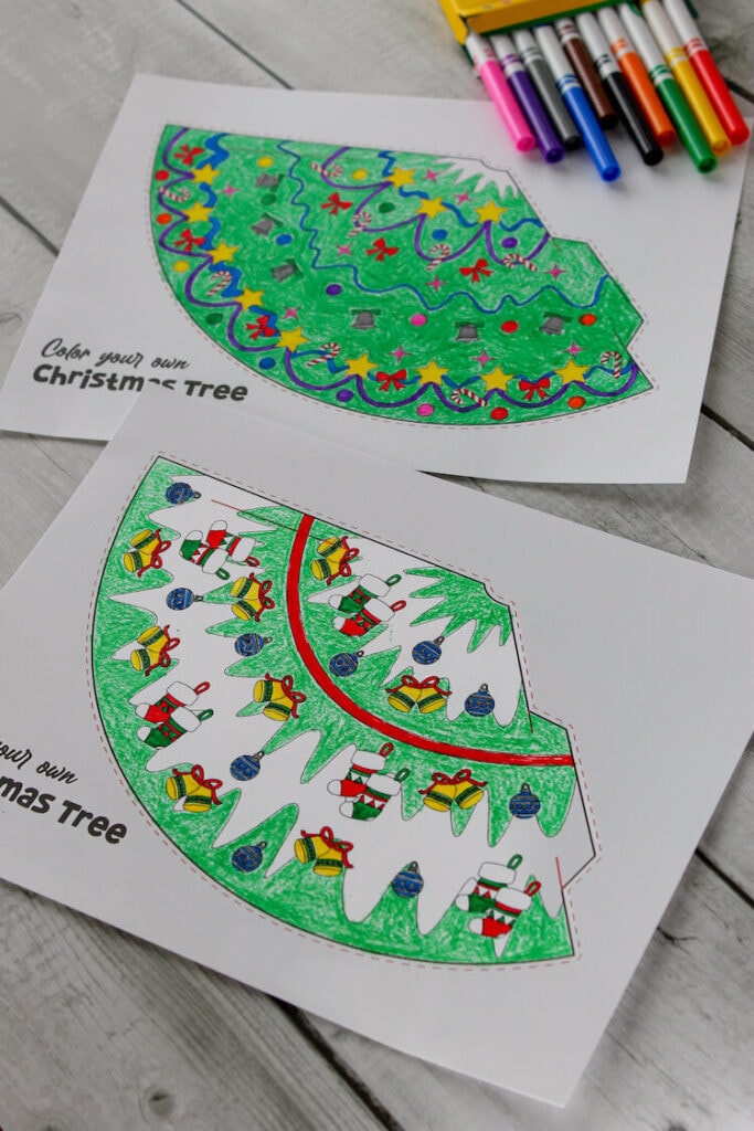 coloring Christmas tree cone craft templates