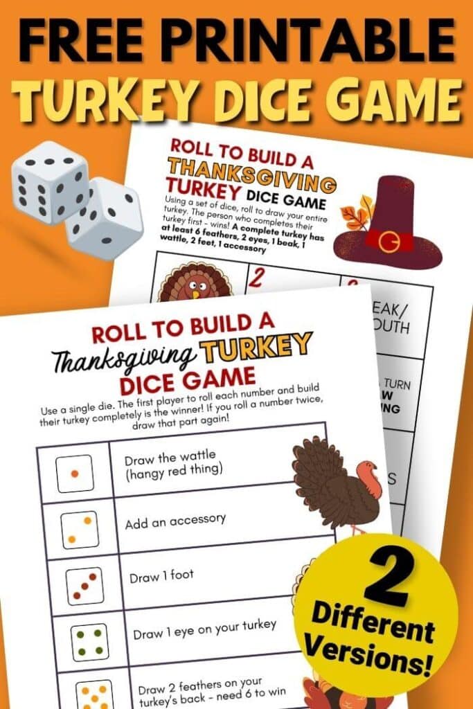 free printable turkey dice game