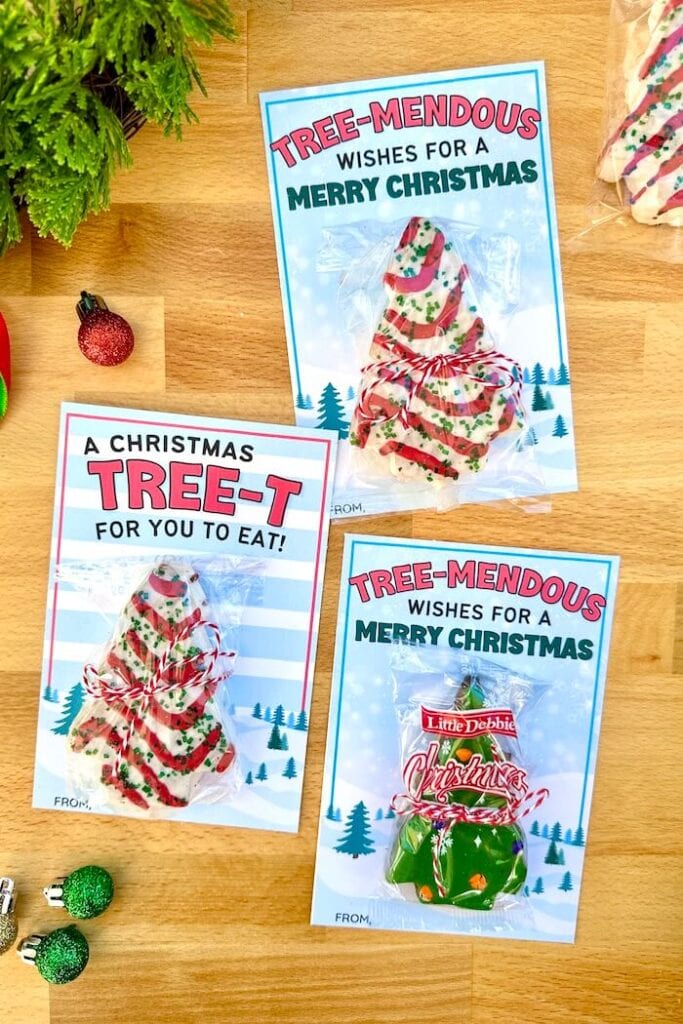 Little Debbie Christmas tree treats gift tags for kids