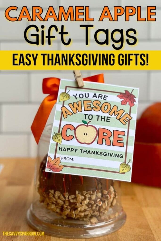 printable Thanksgiving gift tags for caramel apple gifts