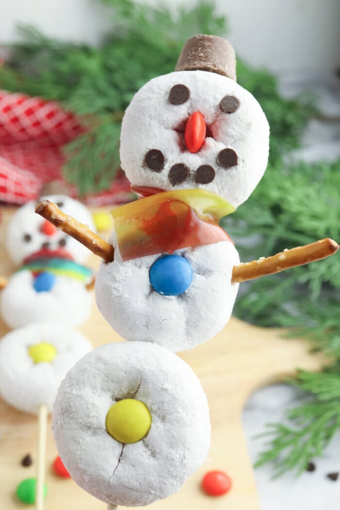 donut snowman on a stick