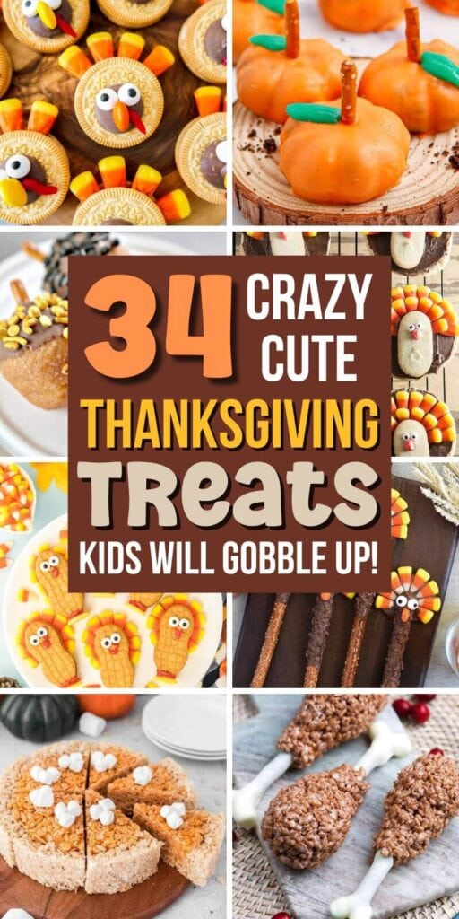 collage of Thanksgiving treats for kids