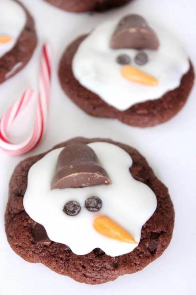 melted snowman chocolate cookies