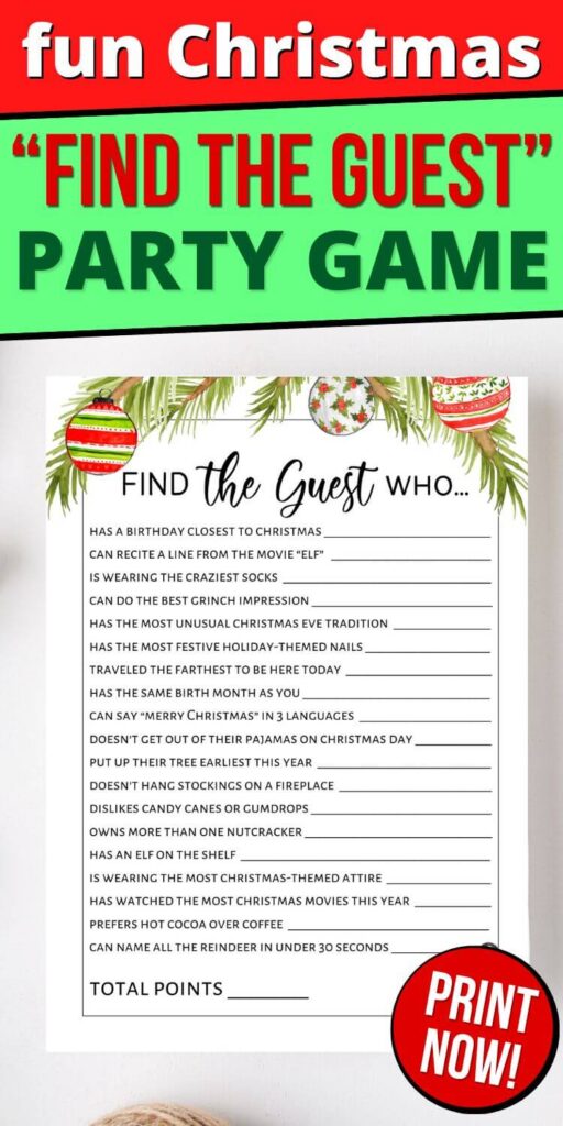 printable find the guest Christmas party game