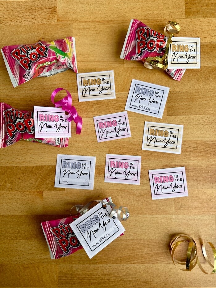 printable new year's eve gift tags that say Ring in the new year