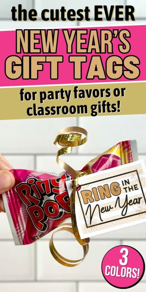 New Year's Eve gift tags that say ring in the new year