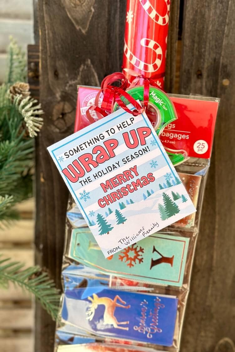 Easy Wrapping Paper Neighbor Gift Idea (with Cute Printable Tag)