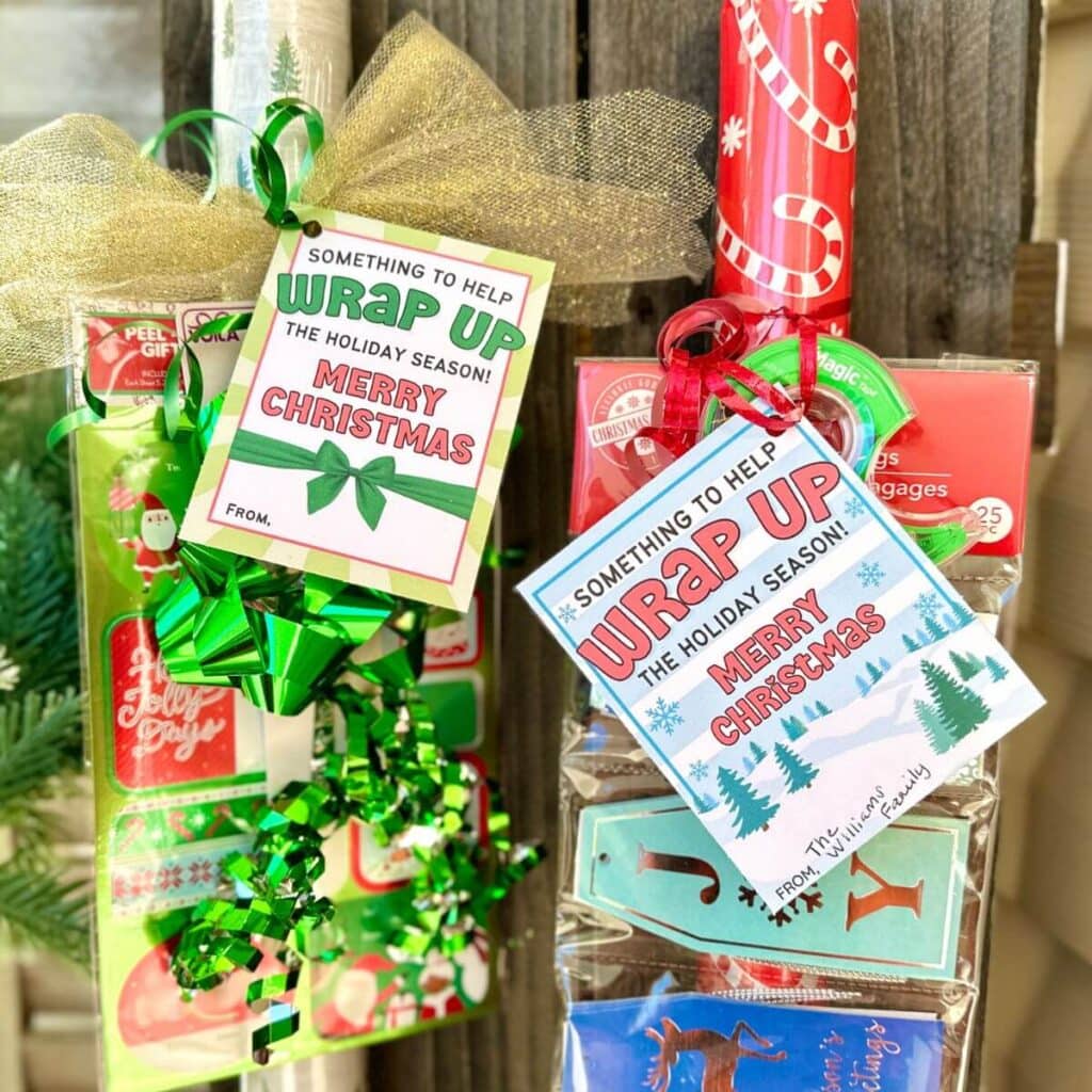 wrapping paper neighbor gifts with printable gift tags