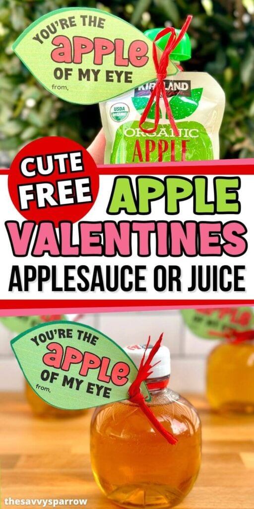free printable applesauce Valentines for applesauce pouches or juice box