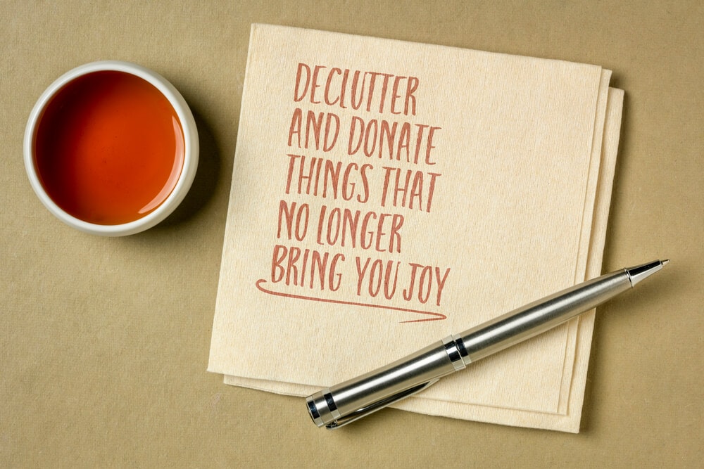 decluttering quotes written on a napkin