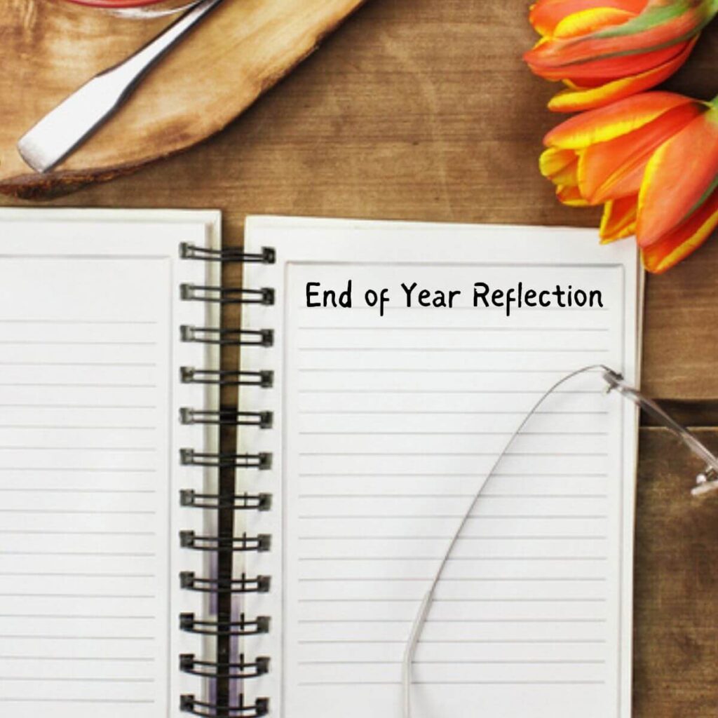 journal that says end of year reflection