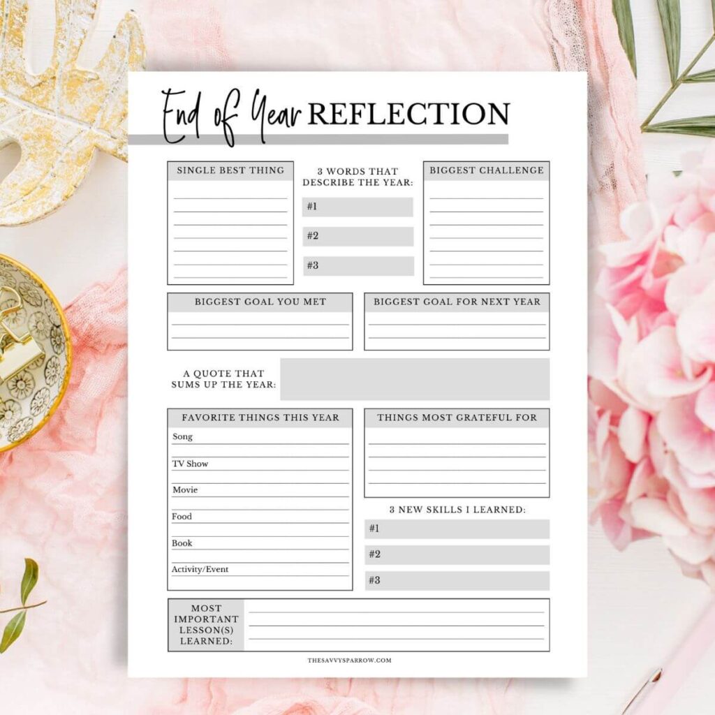 end of year reflection printable worksheet