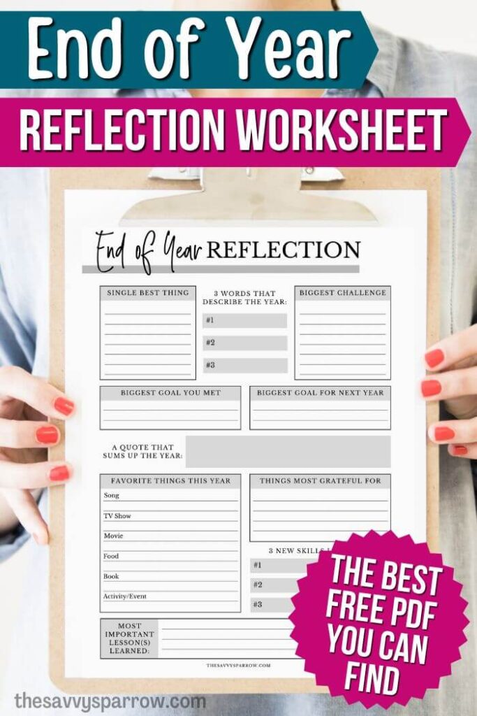 free printable end of year reflection worksheet