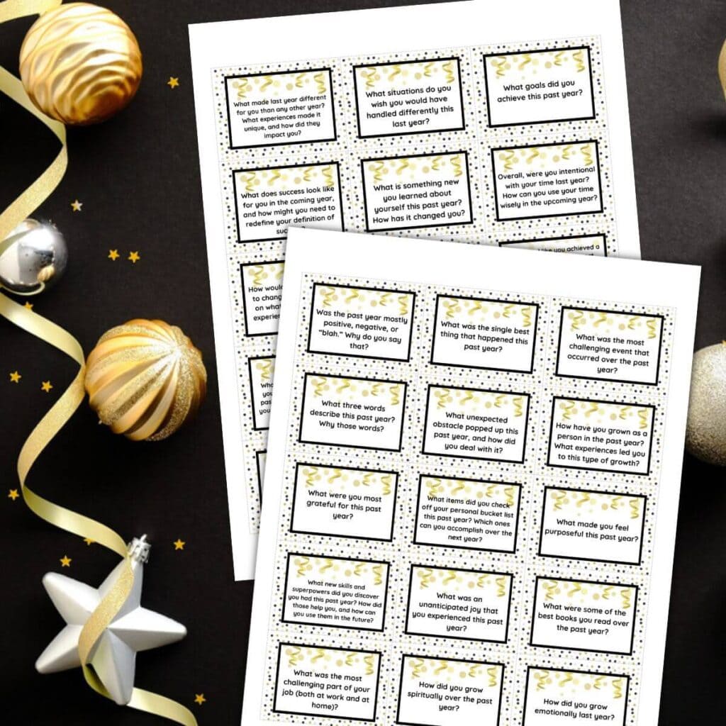 printable New year reflection questions