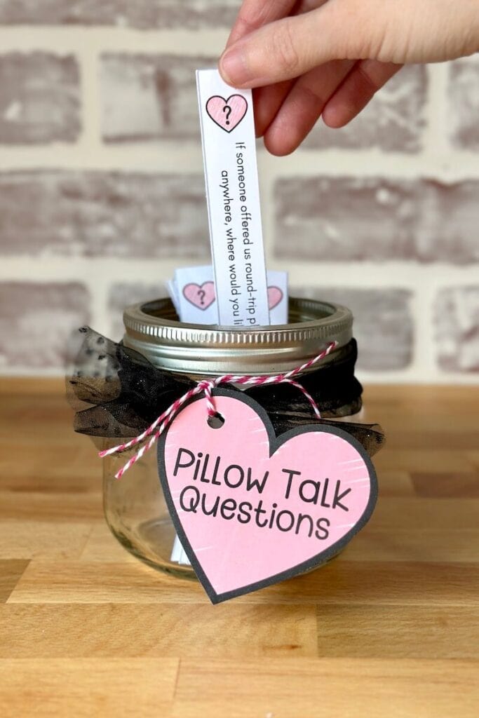 pulling a pillow talk question out of a jar