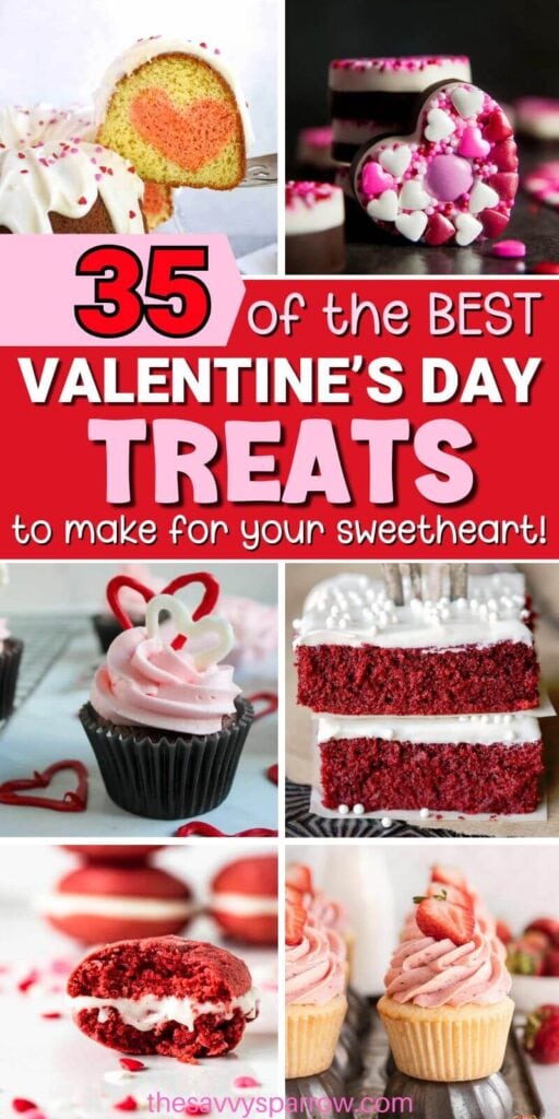 collage of valentine's day desserts and treats