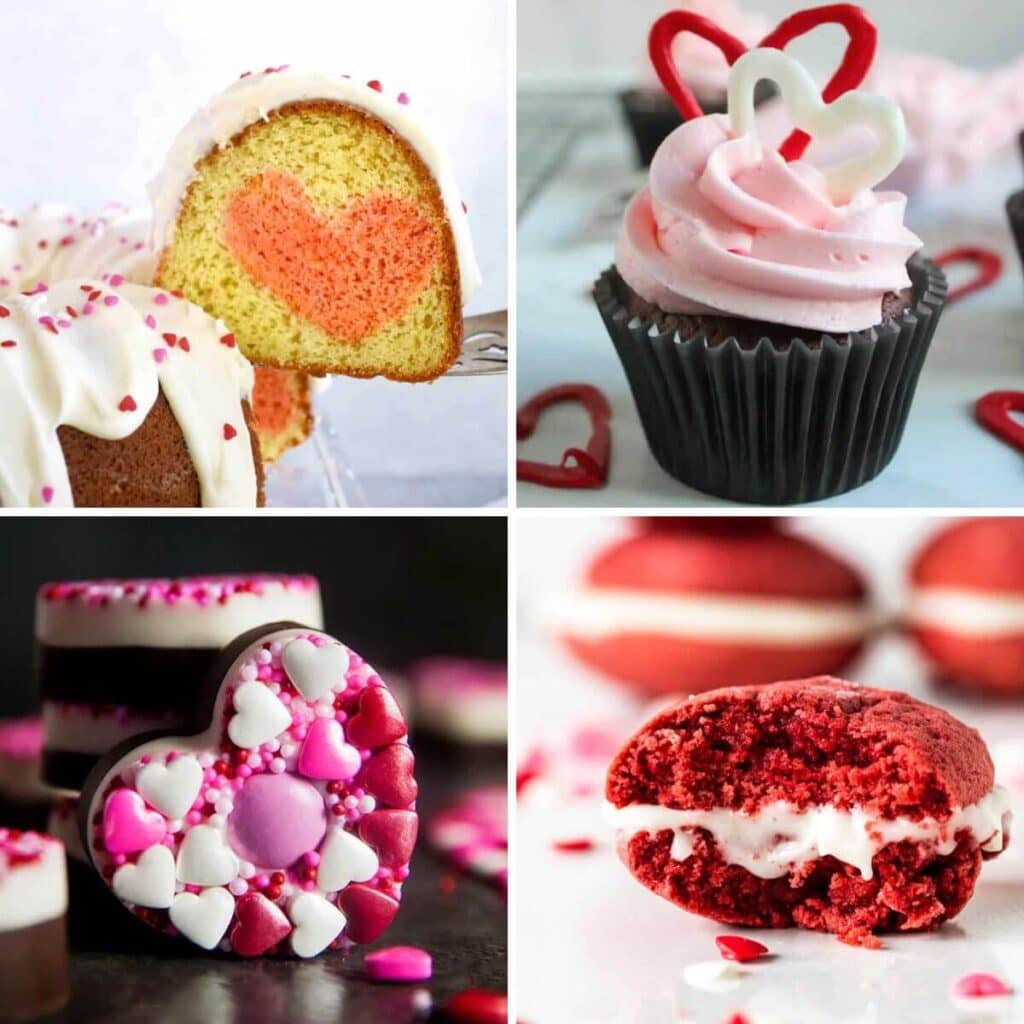 collage of Valentine's day desserts and treats