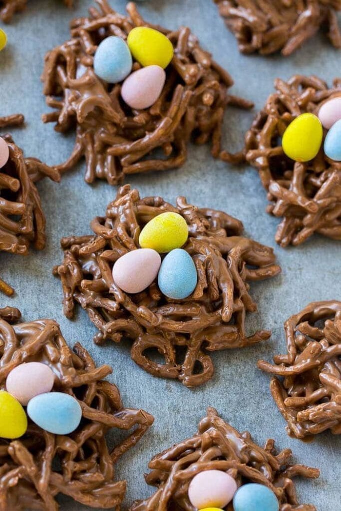 chocolate bird's nest cookies