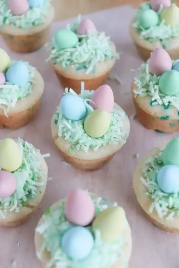 Easter cookie cups with chocolate egg candy