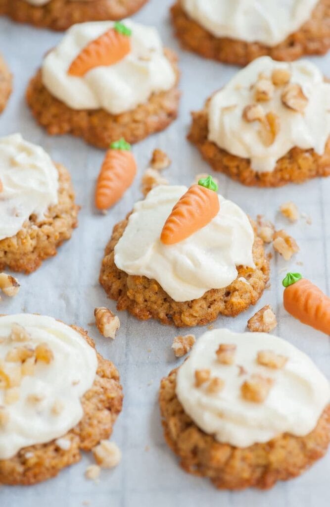 carrot cake cookies with cream cheese frosting